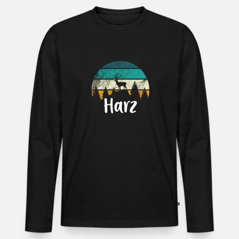 Harz - Männer Premium Bio Langarmshirt - Schwarz