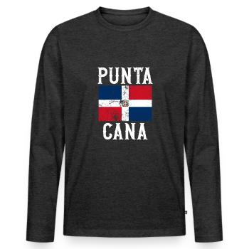 Punta Cana République dominicaine Voyage de vacances - T-shirt manches longues Premium bio Homme - anthracite chiné - Devant - Nico (187cm)