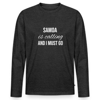 Samoa - T-shirt manches longues Premium bio Homme - anthracite chiné - Devant - Nico (187cm)