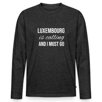 Luxembourg - Men's Premium Organic Long Sleeve Shirt - heather anthracite - Front - Nico (187cm)