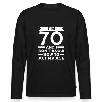 70th Birthday Gift 70 years old Gift idea - Men's Premium Organic Long Sleeve Shirt - black - Front - Nico (187cm)