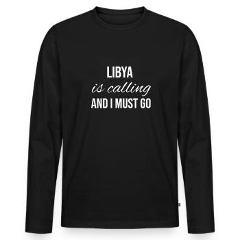 Libye - T-shirt manches longues Premium bio Homme - noir - Devant - Nico (187cm)