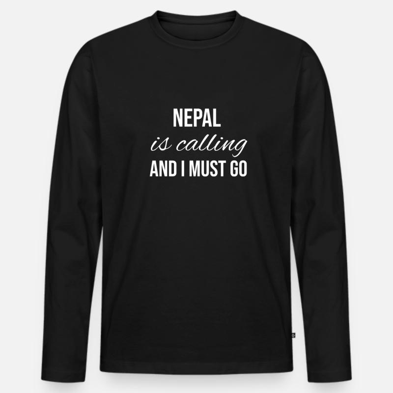 Nepal - Männer Premium Bio Langarmshirt - Schwarz