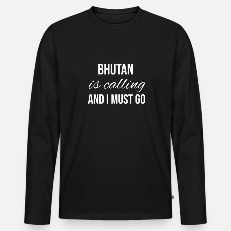 Bhutan - Männer Premium Bio Langarmshirt - Schwarz