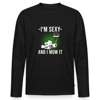 Dans Sexy et je le tonds Tondeuse à gazon d’aménagement paysager - T-shirt manches longues Premium bio Homme - noir - Devant - Nico (187cm)