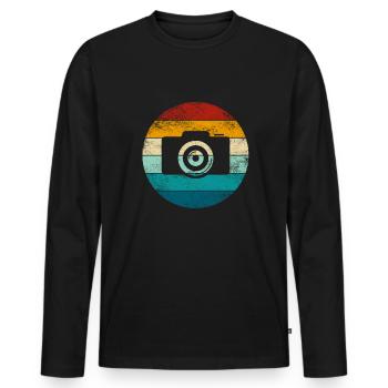 Fotograf Retro Kamera Vintage Fotografie - Männer Premium Bio Langarmshirt - Schwarz - Vorne - Nico (187cm)