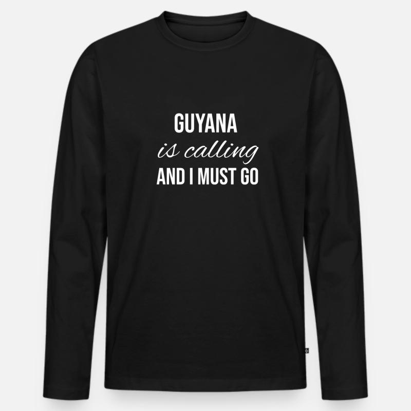 Guyana - Männer Premium Bio Langarmshirt - Schwarz