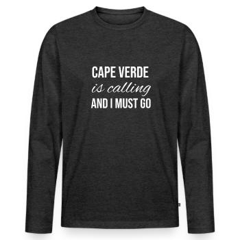 Cape Verde - Männer Premium Bio Langarmshirt - Anthrazit meliert - Vorne - Nico (187cm)