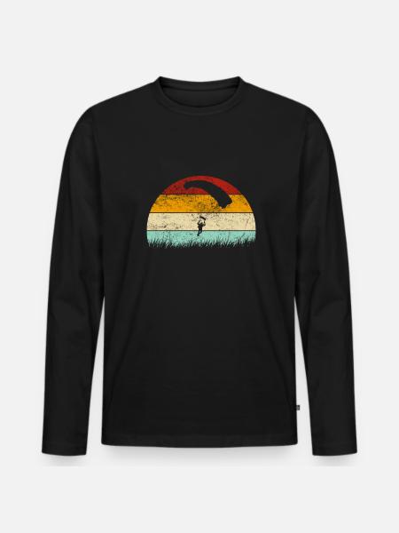 Paragliding Gleitschirmfliegen Paraglider Retro - Men's Premium Organic Long Sleeve Shirt - black
