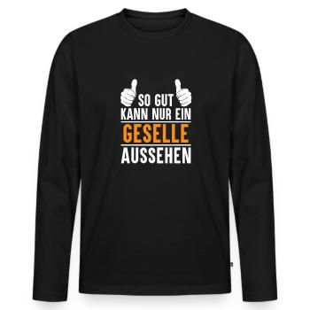 Geselle Geschenk Gesellenprüfung bestanden - Männer Premium Bio Langarmshirt - Schwarz - Vorne - Nico (187cm)