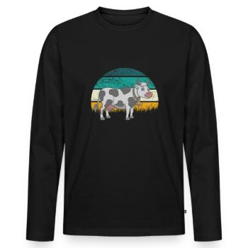 Cow Cows Cattle Calf Calf Bulls Retro Vintage - Men's Premium Organic Long Sleeve Shirt - black - Front - Nico (187cm)