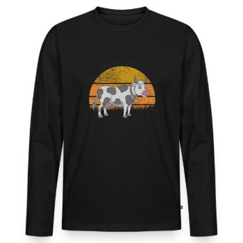 Cow Cows Cattle Calf Calf Bulls Retro Vintage - Men's Premium Organic Long Sleeve Shirt - black - Front - Nico (187cm)