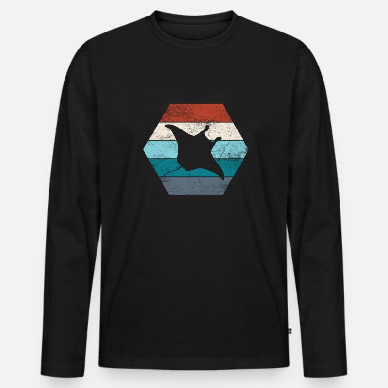 Stachelrochen - Männer Premium Bio Langarmshirt - Schwarz