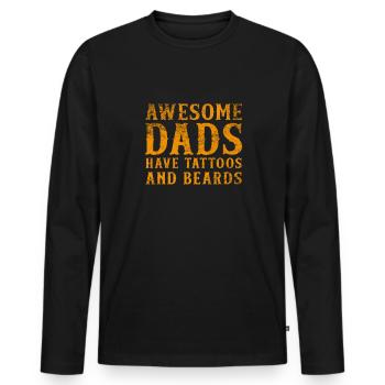 Papa Tattoo Beard Father Saying Gift - Men's Premium Organic Long Sleeve Shirt - black - Front - Nico (187cm)