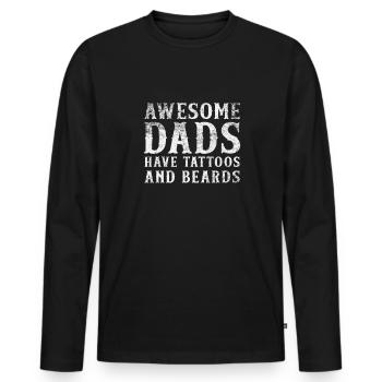 Tatouage Barbe Papa Père Tatouage Cadeau Cool - T-shirt manches longues Premium bio Homme - noir - Devant - Nico (187cm)
