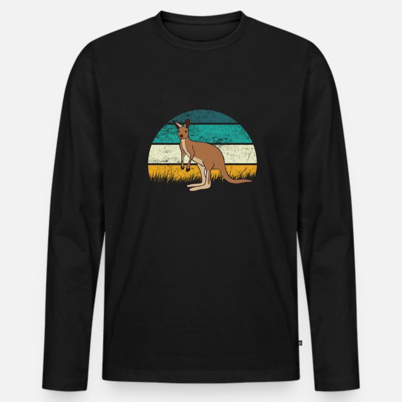 Känguru - Männer Premium Bio Langarmshirt - Schwarz