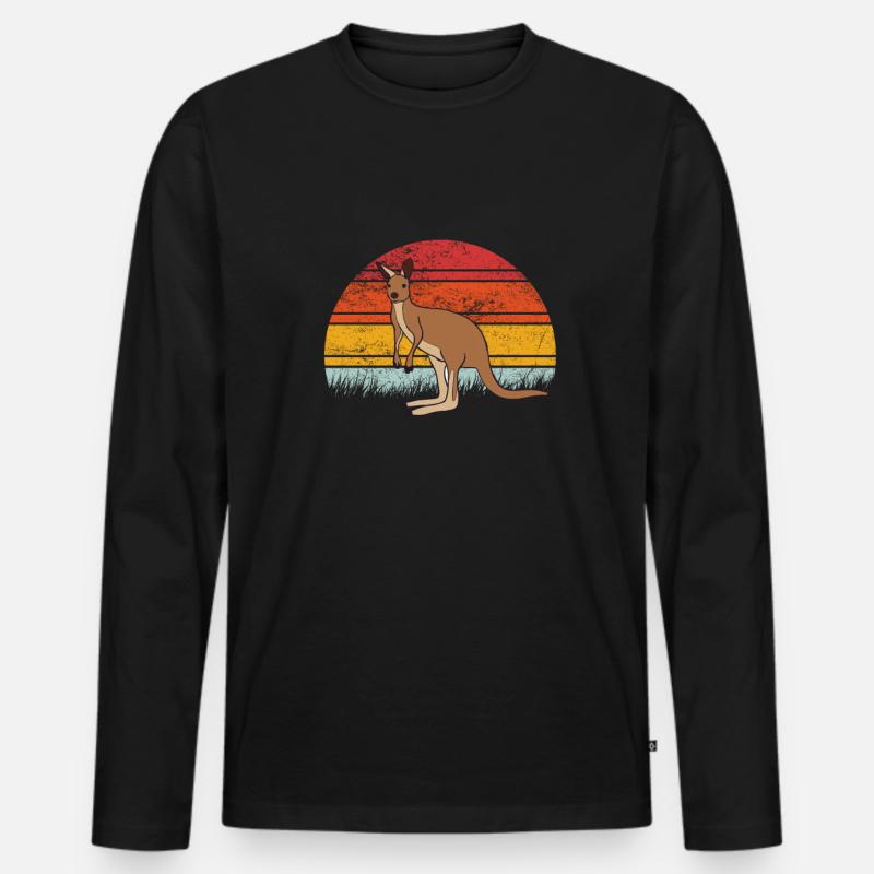 Känguru - Männer Premium Bio Langarmshirt - Schwarz