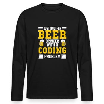 Coding Beer Programmer Coder Developer - Men's Premium Organic Long Sleeve Shirt - black - Front - Nico (187cm)