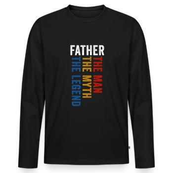 Papa The man of myth the legend Father - Men's Premium Organic Long Sleeve Shirt - black - Front - Nico (187cm)