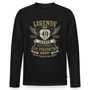 40 Geburtstag Legende Geburtstagsspruch 40 Jahre - Männer Premium Bio Langarmshirt - Schwarz - Vorne - Nico (187cm)
