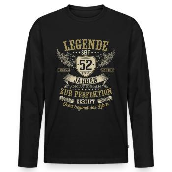 52 Geburtstag Legende Geburtstagsspruch 52 Jahre - Männer Premium Bio Langarmshirt - Schwarz - Vorne - Nico (187cm)