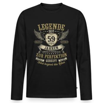 59 Geburtstag Legende Geburtstagsspruch 59 Jahre - Männer Premium Bio Langarmshirt - Schwarz - Vorne - Nico (187cm)