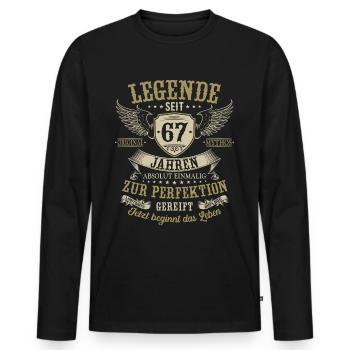 67 Geburtstag Legende Geburtstagsspruch 67 Jahre - Männer Premium Bio Langarmshirt - Schwarz - Vorne - Nico (187cm)