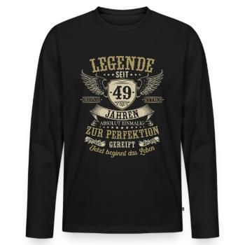 49 Geburtstag Legende Geburtstagsspruch 49 Jahre - Männer Premium Bio Langarmshirt - Schwarz - Vorne - Nico (187cm)