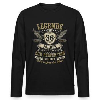 36 Geburtstag Legende Geburtstagsspruch 36 Jahre - Männer Premium Bio Langarmshirt - Schwarz - Vorne - Nico (187cm)