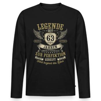 63 Geburtstag Legende Geburtstagsspruch 63 Jahre - Männer Premium Bio Langarmshirt - Schwarz - Vorne - Nico (187cm)