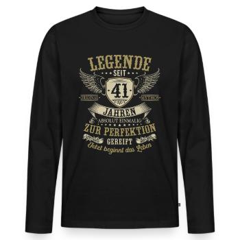 41 Geburtstag Legende Geburtstagsspruch 41 Jahre - Männer Premium Bio Langarmshirt - Schwarz - Vorne - Nico (187cm)