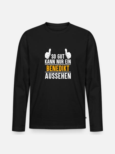 Benedikt Vorname Geschenk - Männer Premium Bio Langarmshirt - Schwarz