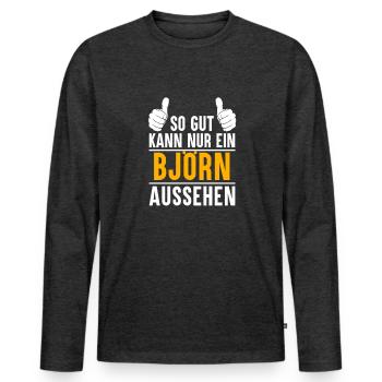 Björn Vorname Geschenk - Männer Premium Bio Langarmshirt - Anthrazit meliert - Vorne - Nico (187cm)