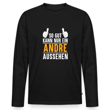 Andre Vorname Geschenk - Männer Premium Bio Langarmshirt - Schwarz - Vorne - Nico (187cm)