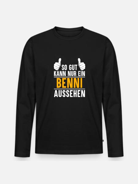 Benni Vorname Geschenk - Männer Premium Bio Langarmshirt - Schwarz