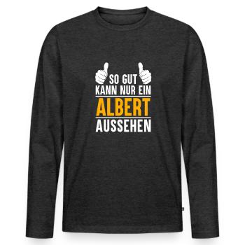 Albert Vorname Geschenk - Männer Premium Bio Langarmshirt - Anthrazit meliert - Vorne - Nico (187cm)
