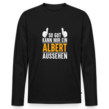 Albert Vorname Geschenk - Männer Premium Bio Langarmshirt - Schwarz - Vorne - Nico (187cm)