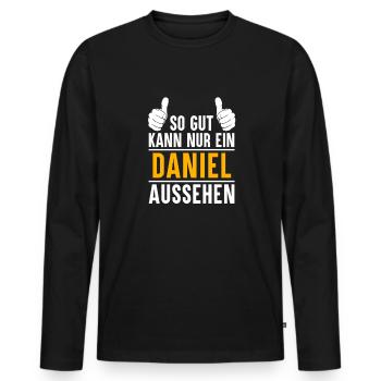 Daniel Vorname Name Geschenk - Männer Premium Bio Langarmshirt - Schwarz - Vorne - Nico (187cm)