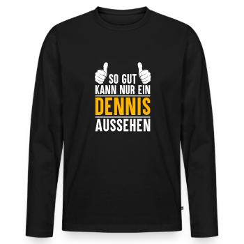 Dennis Vorname Name Geschenk - Männer Premium Bio Langarmshirt - Schwarz - Vorne - Nico (187cm)