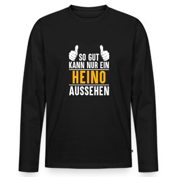 Heino Vorname Name Geschenk - Männer Premium Bio Langarmshirt - Schwarz - Vorne - Nico (187cm)