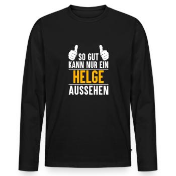 Helge Vorname Name Geschenk - Männer Premium Bio Langarmshirt - Schwarz - Vorne - Nico (187cm)