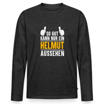 Helmut Vorname Name Geschenk - Männer Premium Bio Langarmshirt - Anthrazit meliert - Vorne - Nico (187cm)
