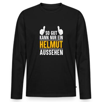 Helmut Vorname Name Geschenk - Männer Premium Bio Langarmshirt - Schwarz - Vorne - Nico (187cm)