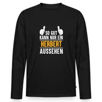 Herbert Vorname Name Geschenk - Männer Premium Bio Langarmshirt - Schwarz - Vorne - Nico (187cm)