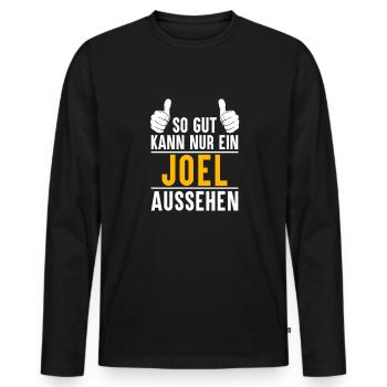 Joel Vorname Name Geschenk - Männer Premium Bio Langarmshirt - Schwarz - Vorne - Nico (187cm)