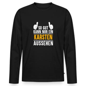 Karsten Vorname Name Geschenk - Männer Premium Bio Langarmshirt - Schwarz - Vorne - Nico (187cm)