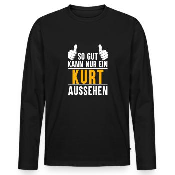 Kurt Vorname Name Geschenk - Männer Premium Bio Langarmshirt - Schwarz - Vorne - Nico (187cm)