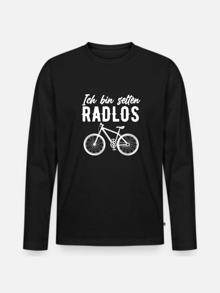 Ich Bin Selten Radlos - Fahrrad Spruch - Männer Premium Bio Langarmshirt - Schwarz