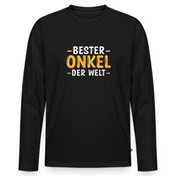 Bester Onkel Lieblingsonkel Lieblings Taufpate - Männer Premium Bio Langarmshirt - Schwarz - Vorne - Nico (187cm)