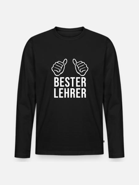 Bester Lehrer Geschenk - Männer Premium Bio Langarmshirt - Schwarz